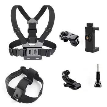 Kit 6 Pezzi per Action Camera: Cinghie Regolabili per Testa e Petto per GoPro Hero 13 12 11 e Accessori per Smartphone/Insta360