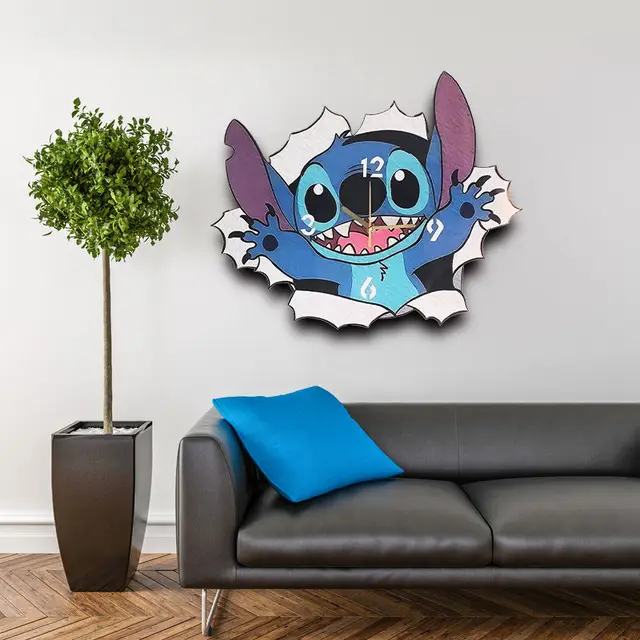Ｄｉｓｎｅｙ　stitch　WALL CLOCK　２種 Disney Stitch Wall Clock Bedroom Cartoon Wall Clock Stitch