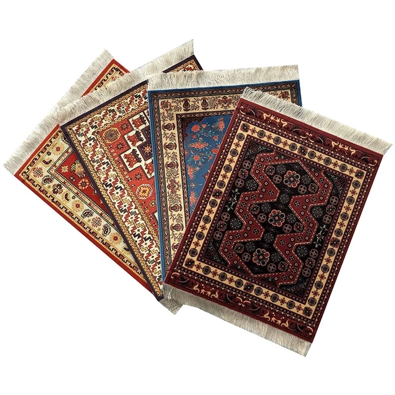 Persian Retro Style Mini Woven Carpet Pad Mouse Pad Pattern Cup Laptop Mouse With Edge Home Office Desktop Decoration Craft mouse pad
