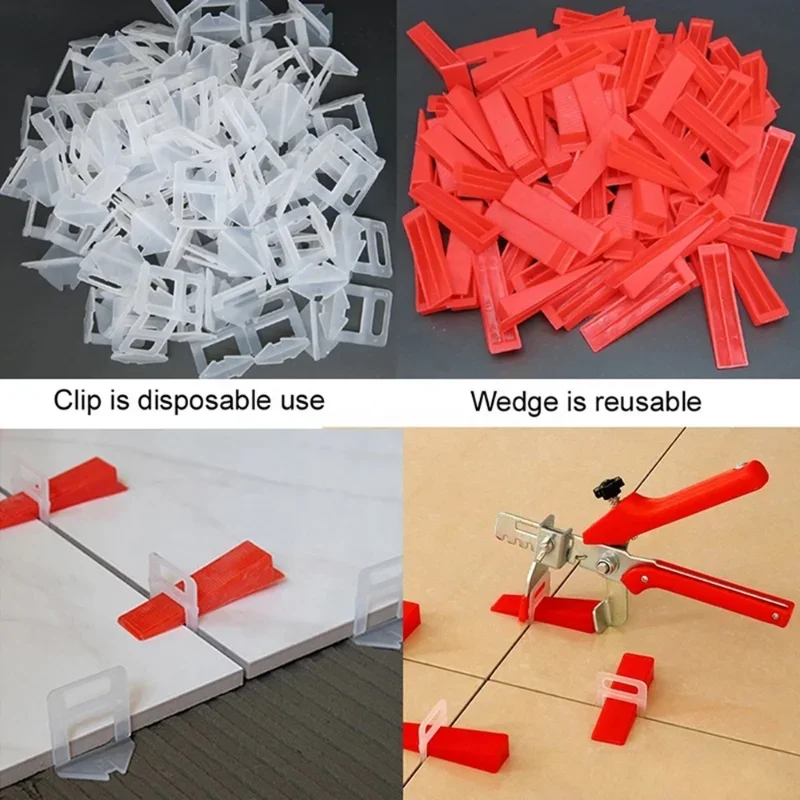 Tile Spacers Tile Leveling Clips Tile Leveling Tools 100pcs Ceramic Tile Leveling System Clips Spacers Straps Kit for Tile Laying