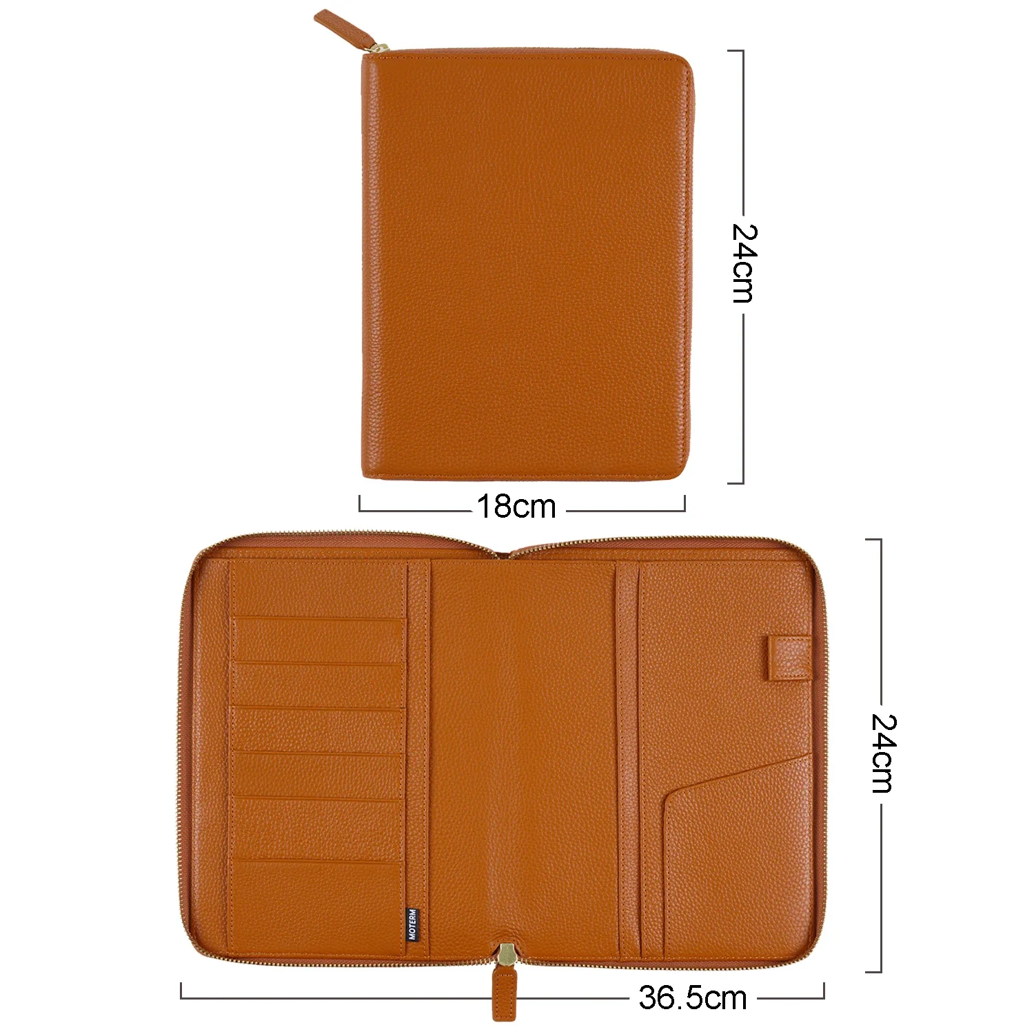Limited Imperfect Moterm Genuine Pebbled Grain Leather A5 Zip Cover with Top Pocket Cowhide Planner Zipper Notebook Organizer 2