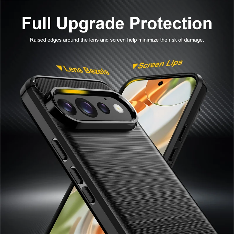 Carbon Fiber Shockproof Silicone Bumper Phone Case Cover