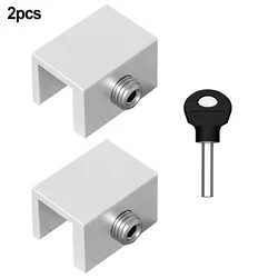 Adjustable Safety Window and Door Lock Stoppers for Kids and Pets - Anti-theft, No-Drill Sliding Lock Hardware, Set of 2 (Silver)