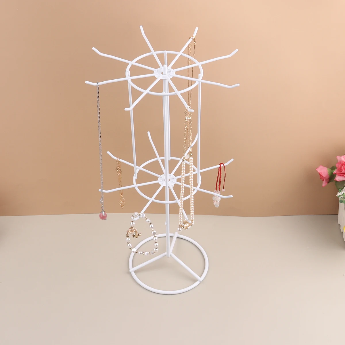 Black/white Iron Double-layer Jewelry Rack Necklace Display Rack Bracelet Bracelet Hanger Hair Accessories Earrings Jewelry Rack