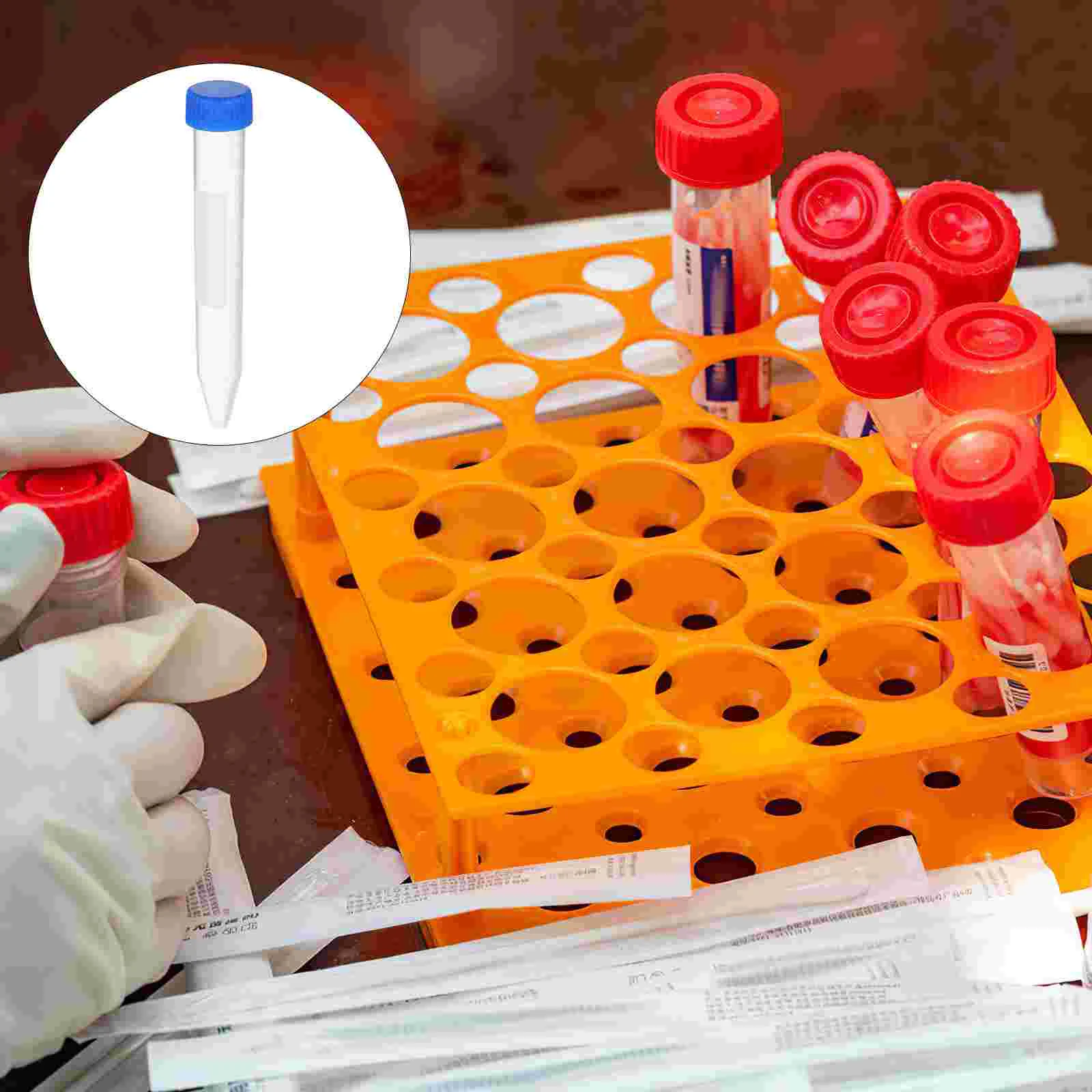 

50 PCS 15ml Pointed Head Centrifuge Tube with Screw Sample Supply (Random Color Cap)