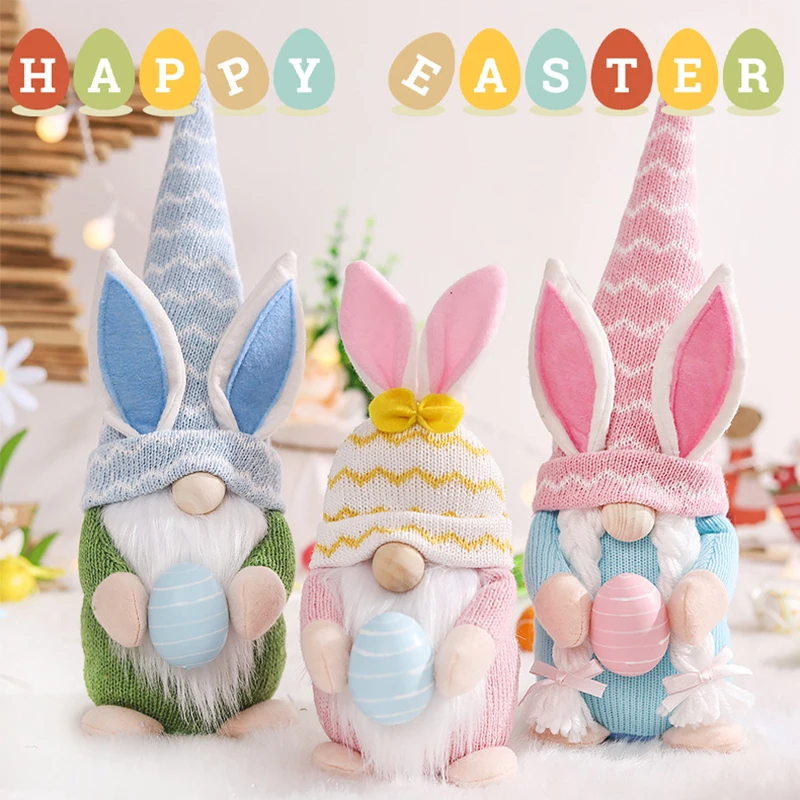 

Easter Faceless Gnome Rabbit Doll 2022 Bunny Decoration with Egg Creative Birthday Decorations Home Party Ornament Kids Favor