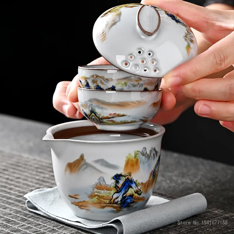 Creative Chinese Kongfu Teapot, Outdoor Portable Car Travel Teaset, Ceramic Tea Pots, Teaware, Quick Guest Cup, One Pot Two Cups