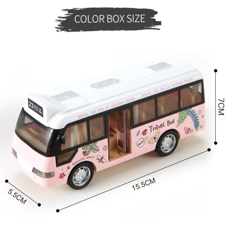 School Bus with Sound and Light Children Toys Cars Plastic Little Cars City Bus Friction Powered Cars Play Toys Gift for Kids 4