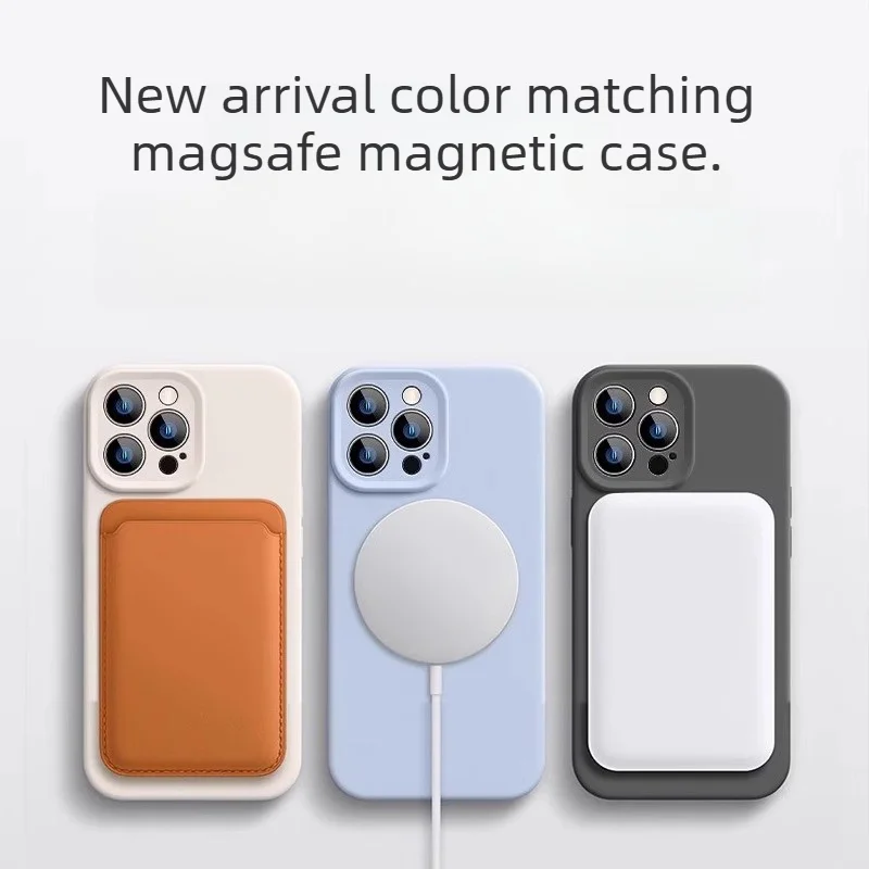 Fashion Original Liquid Silicone Magnetic Shockproof Phone Case with Raised Camera Protection