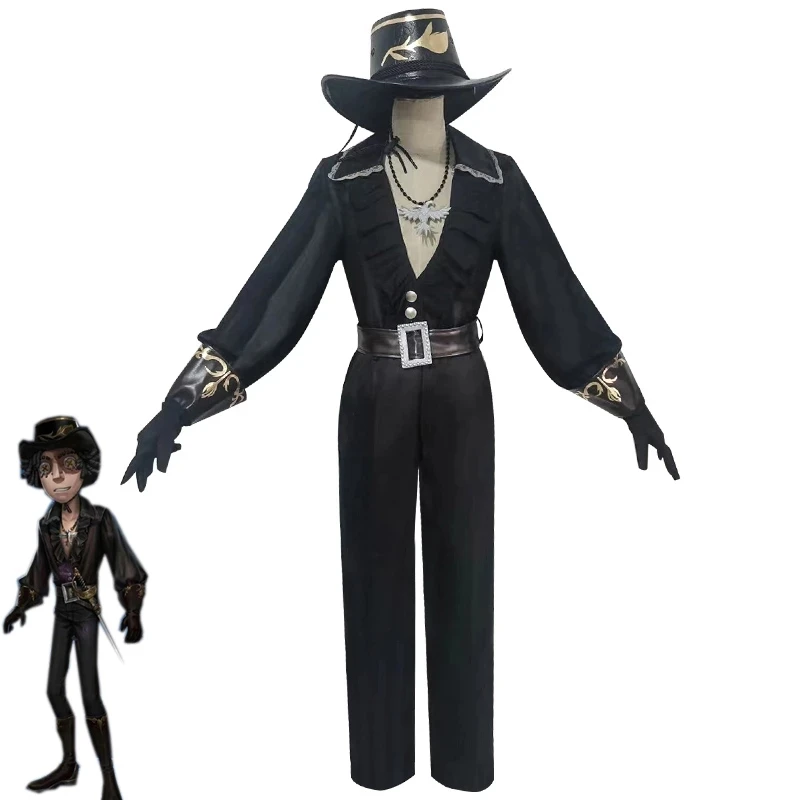 

Game Identity V Prospector Norton Campbell Cosplay Costume Black Tulip Suit With Hat Hallween Carnival Uniforms Custom Made