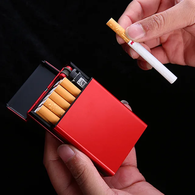 Automatikus Bomba Borító Cigaretta Tok 20 Botok Védőhéj Alumínium Ötvözet Fém Fényes Tároló Doboz - Image 3