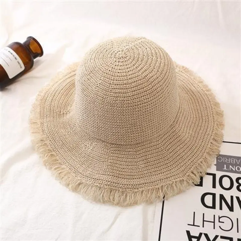Fashion Women Panama Hats for Women Wide Large Brim Beach Sun Hats with Fashion Solid Visor Hat Straw Cap Female Bucket Hat