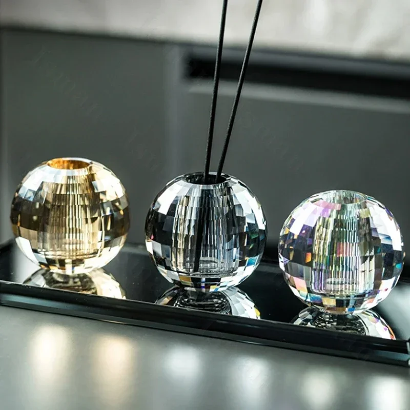 Light Luxury Crystal Glass Bathroom Accessories Set Shampoo Bottle Cotton Swab Jar Storage Tray Hotels Bathroom Decor