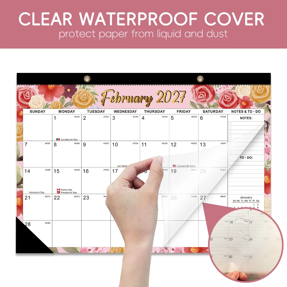 2027 Large 18-Month Wall and Desk Planner with Removable Monthly Pages