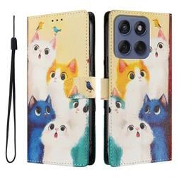 Cartoon Magnetic Leather Wallet Phone Case - Edge 40 Pro 5G (HXCH - 009)