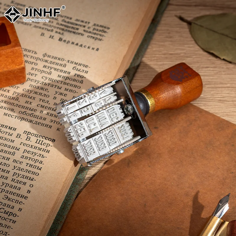 빈티지 나무 손잡이 날짜 롤러 스탬프 DIY 스크랩북 플래너 핸드 계정 저널 스탬프 카와이 문구 사무용품