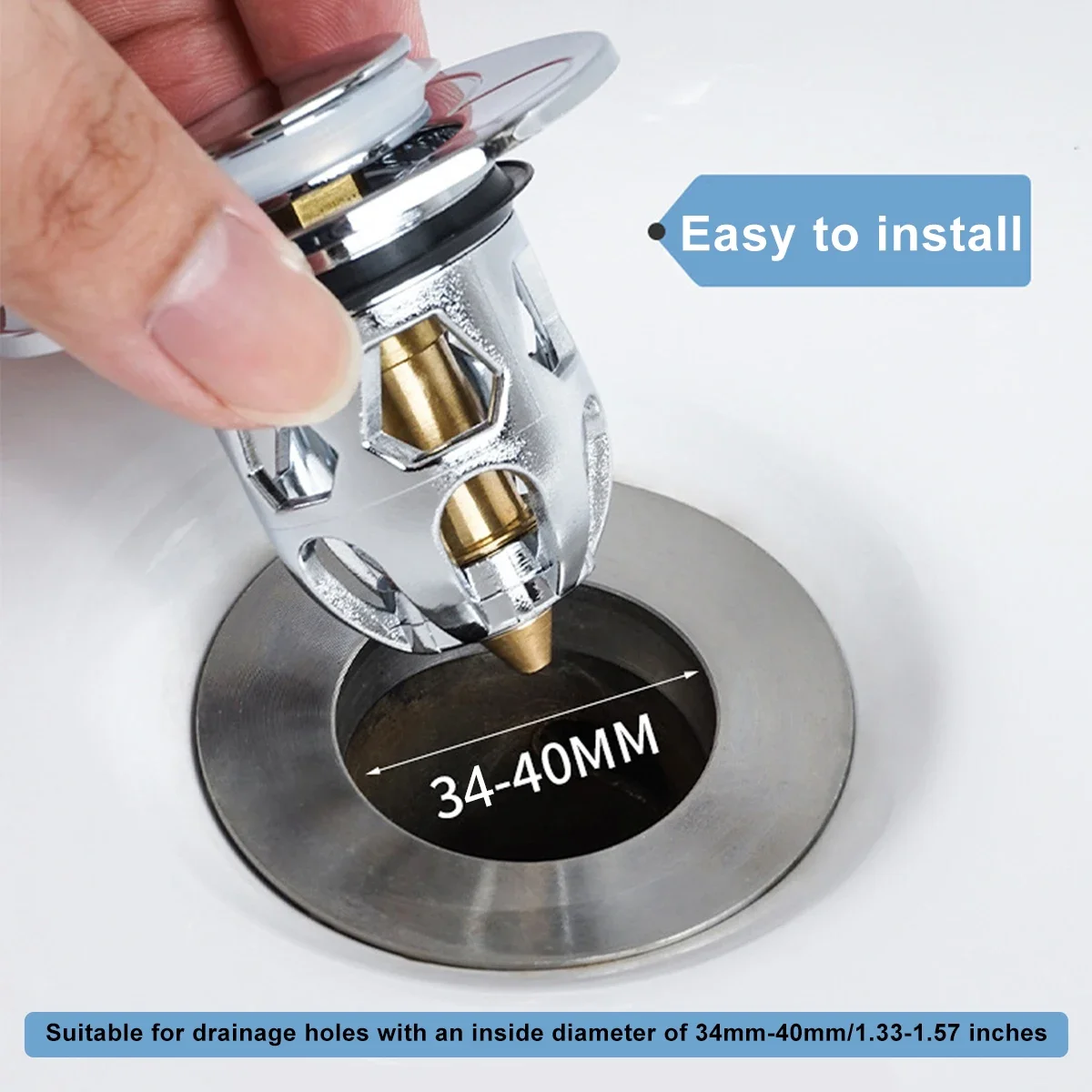 2Pcs Universal Anti Clogging Sink Drain Strainer 30-40mm Drain Hole Push-Type Washbasin Pop Up Sink Drainer Filter Hair Catcher