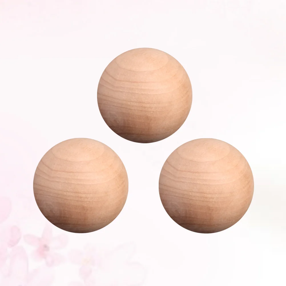 

3PCS Wood Ball Round Shape Natural Unfinished Wooden Round Craft Ball Sanded Smooth Solid Wood Balls