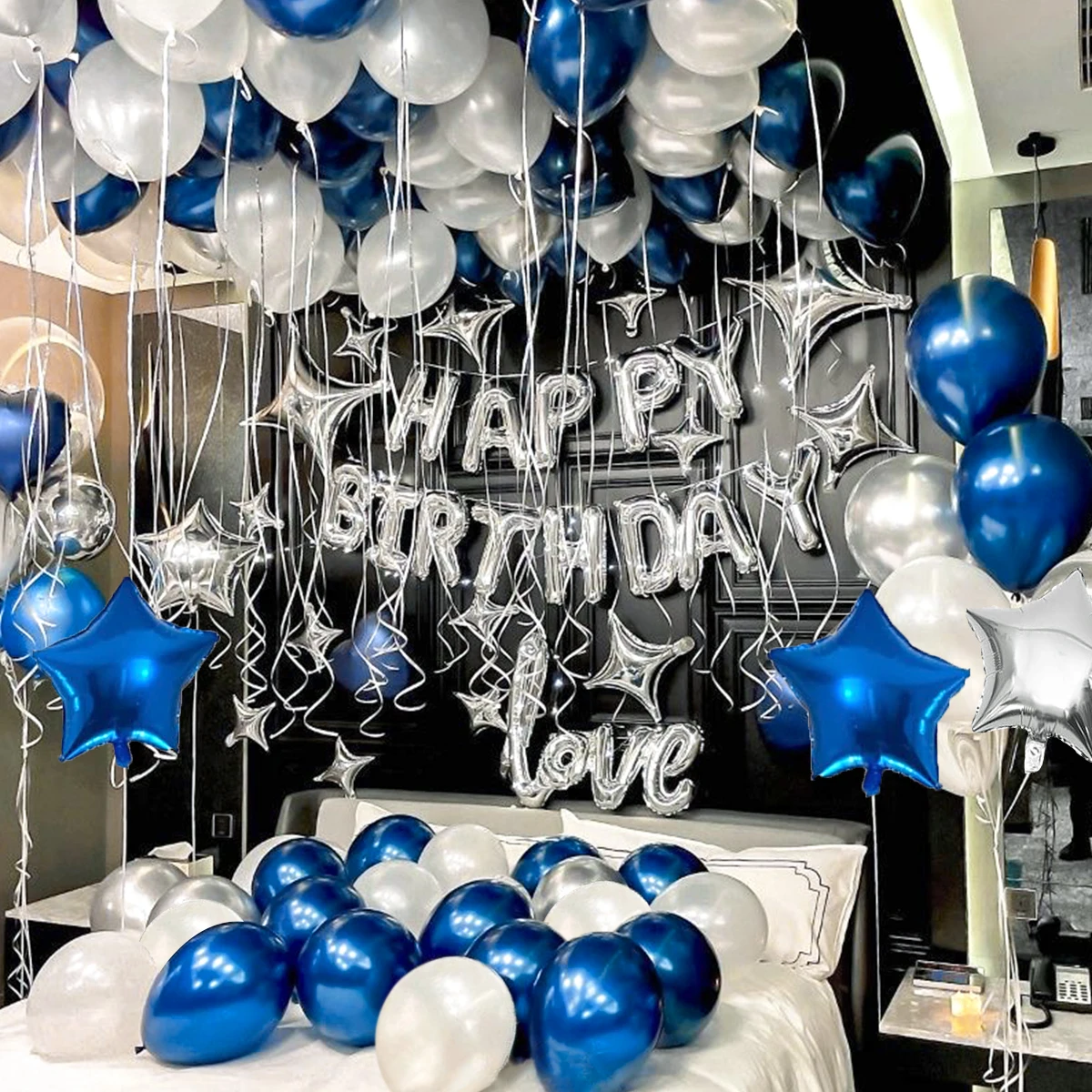 1/13/50 Stück blaue Geburtstagsballons, Geburtstagsballon-Banner, Geburtstagsfeier, Familienfeier