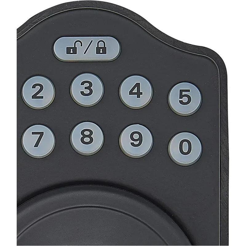Basics Traditional Electronic Keypad Deadbolt Door Lock with Passage Lever, Matte Black, 6 Count,of 1