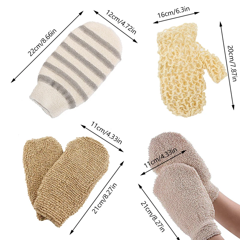 1Pc Exfoliating Hemp Bath Glove Mitten Scrubber Natural Bamboo Fiber Remove Dead Skin Deep Clean Double-Sided Bath Gloves 6