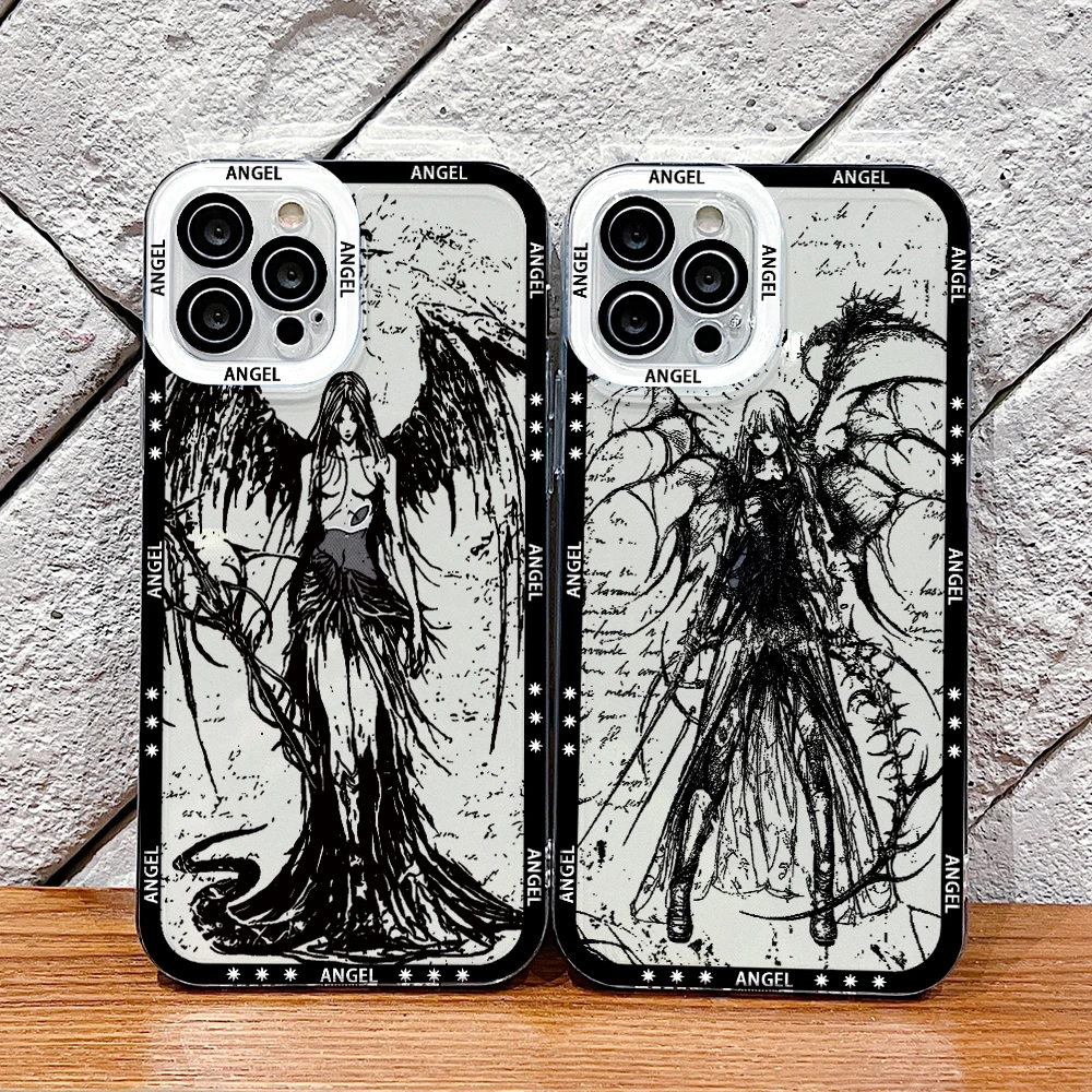 Punk Gothic Fallen Angel Clear Soft Phone Case