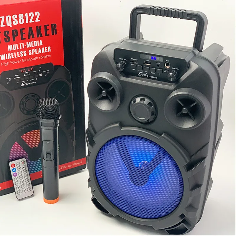 Altifalante Bluetooth Portátil Surround Estéreo Subwoofer sem Fios Square Dance Altifalante Exterior com Microfone Usb fm Alta Potência 60w 8
