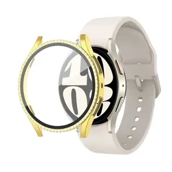 Bling Diamond Glass Screen Protector and PC Bumper Case - Galaxy watch 4 40mm (Gold)