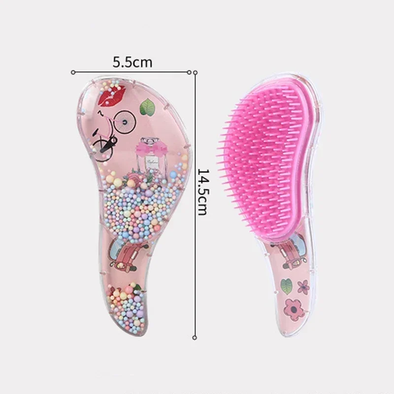 Cute Children Hairdressing Comb for Kids Anti-knot Massage Flowing Bead Hair Comb Girls Unicorn Dress Up Makeups Princess Gifts