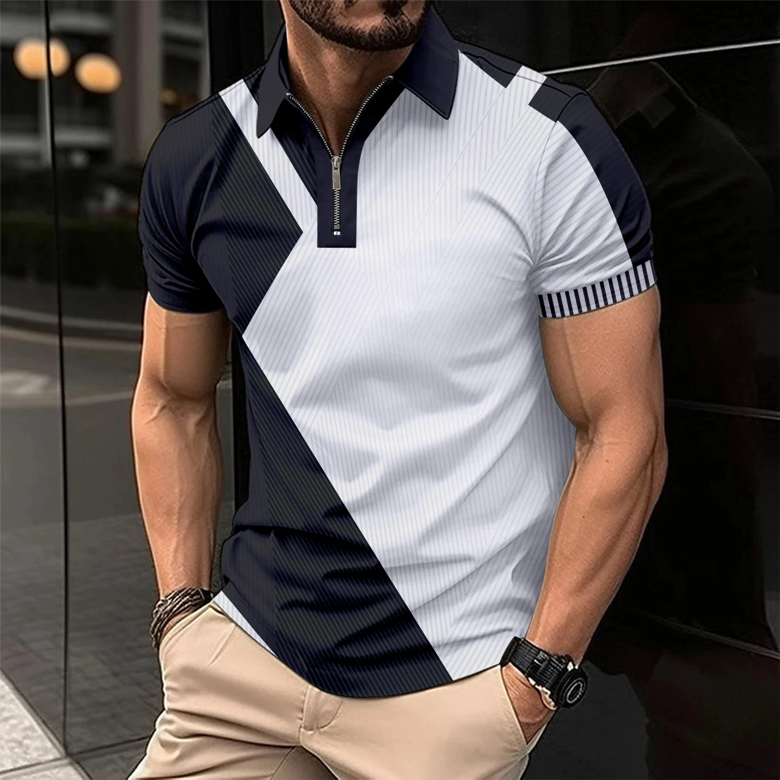 New 3D Printed Young Men's Light Luxury Leisure High Quality Polo Shirt Lapel Button Business Match Color Breathable T-Shirts 15 Sa9f579c22b7045db8ea5a03555f8fdeeD