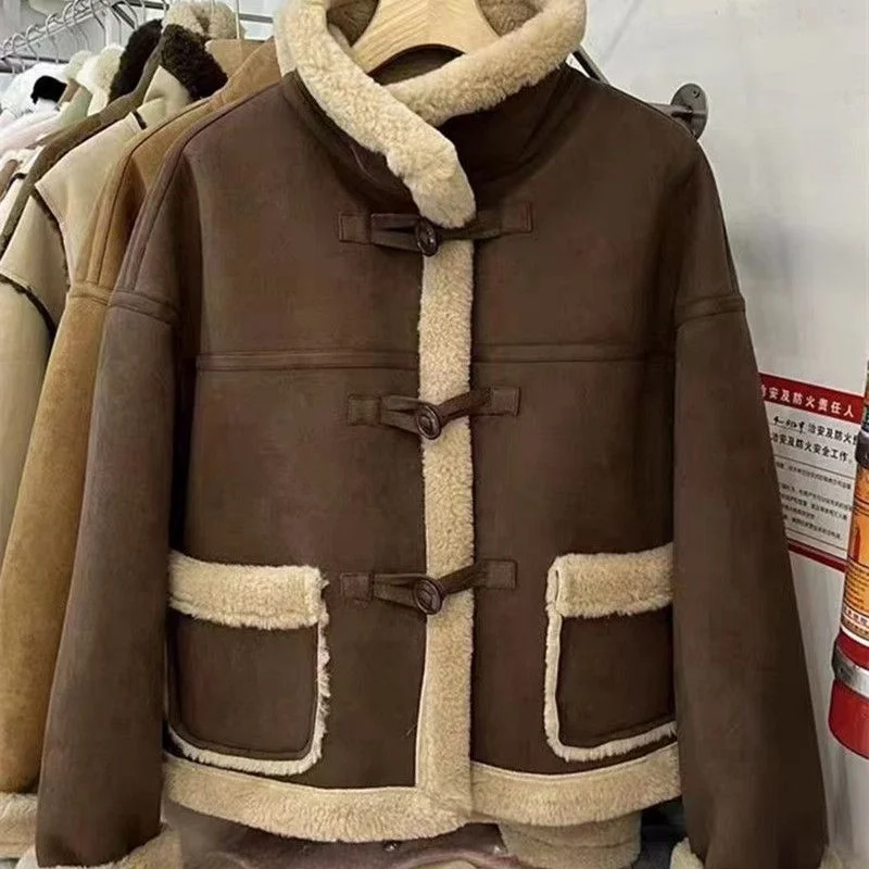 Lamb Fur Jacket fur Integrated Jacket For Women's 2024 Winter Coat New Thicken Suede Motorcycle Plush Jacket Trendy High Quality