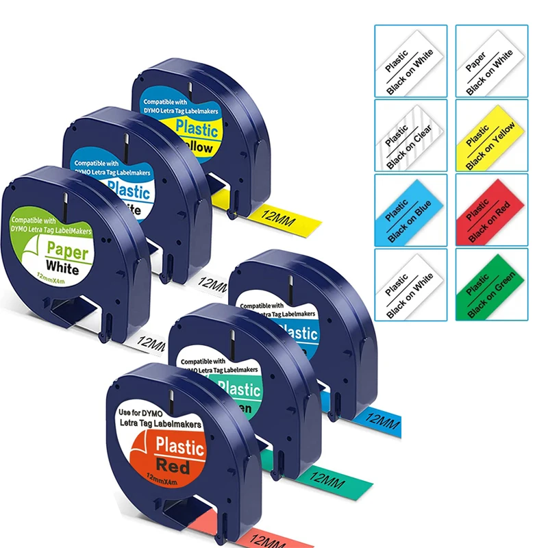 1PK 호환 Dymo LetraTag 흰색 라벨 테이프 91221 91201 라벨 프린터 LT-100H LT-100H PLUS 용 DYMO LetraTag 카트리지 용