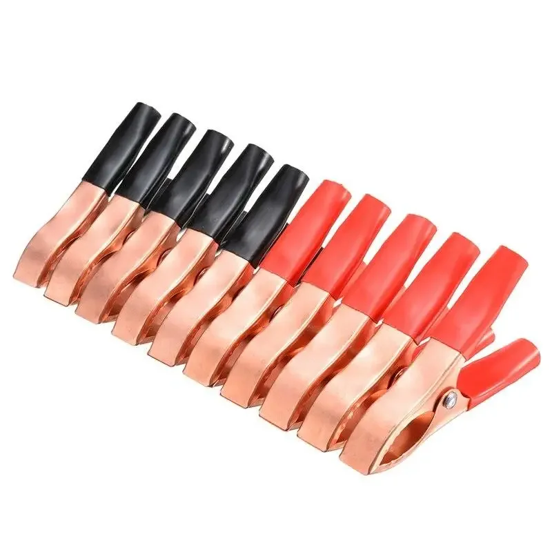 30A Crocodile Spring Clamp Red & Black Car Battery Clip Cables Alligator Charger Voltage Testing Tool Accessory 10pcs