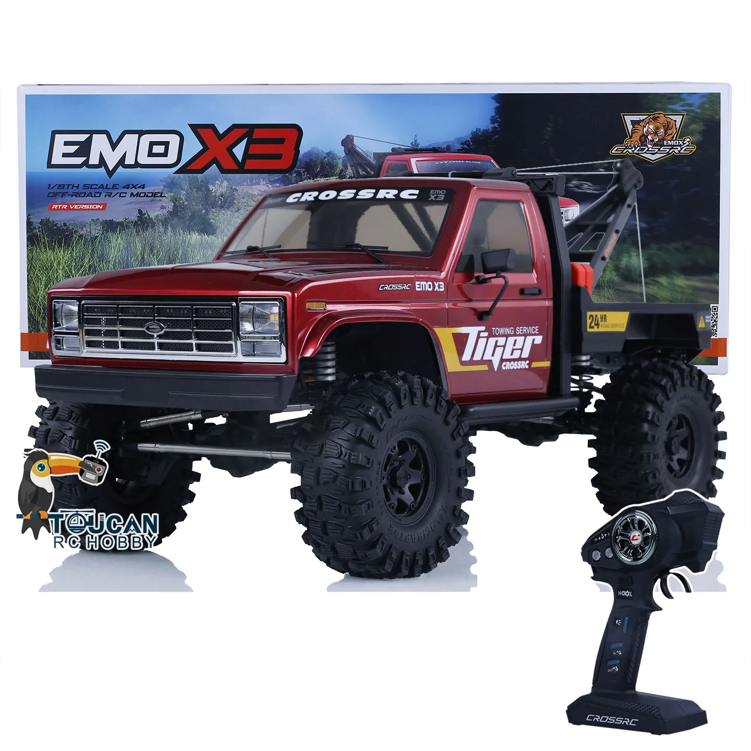 CORSSRC 4WD EMO X3 1/8 RC 4x4 Crawler Car Radio Control Rescue Towing Car Painted Assembled Model Light System 2 speed Vehicle 2