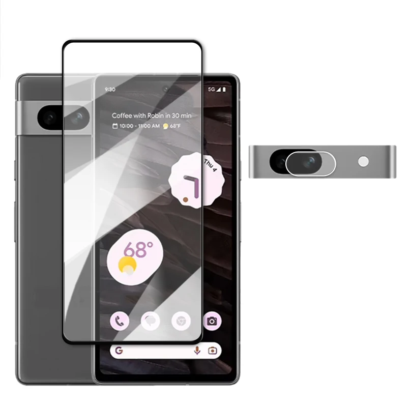 Ivoler [Paquete De 4 2 Protectores De Pantalla Para Google Pixel 6 [4 Unidades] Con Protector De Lente De Cámara De Vidrio Templado [2 Unidades] [compatible Con Desbloqueo De Huellas Dactilares] Con