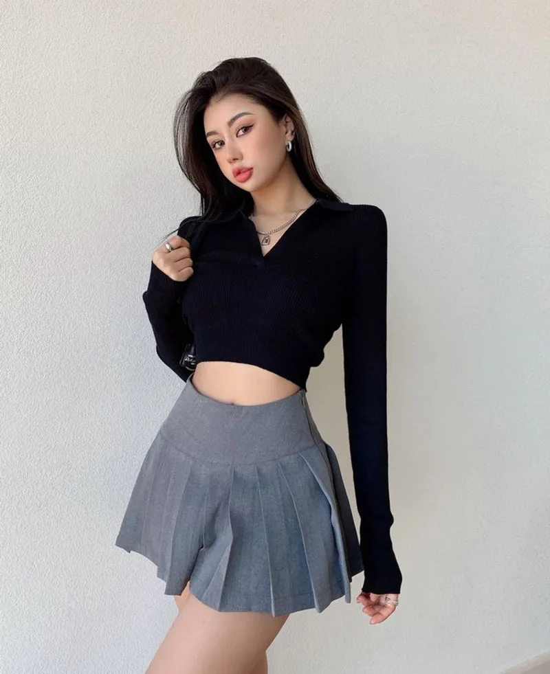Gidyq Sommer Frauen Falten röcke Vintage hohe Taille weibliche sexy Miniröcke koreanische lässig alle passen Streetwear Schlitz Rock neu – Detail 29