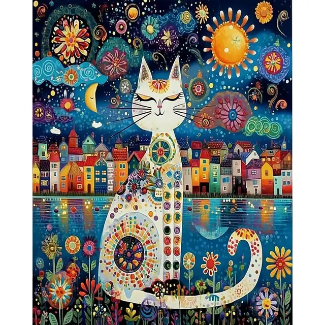 Peinture diamant thème chat coloré, photo personnalisée 5d, broderie complète de diamant rond, Art Animal, décoration d'intérieur 1