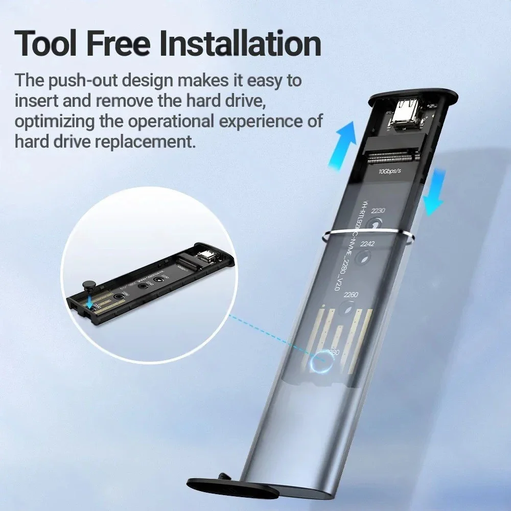 M.2 Enclosure External SSD Case Type C USB 3.1 Hard Drive Adapter M.2 2230 2242 2260 2280 Storage Box for PC SATA NVMe