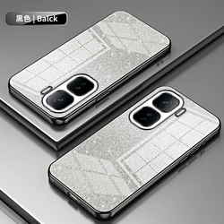 Gradient Color Glitter Soft Silicone Shockproof Protective Cover with Electroplated Frame for POCO M7 Pro (Black)