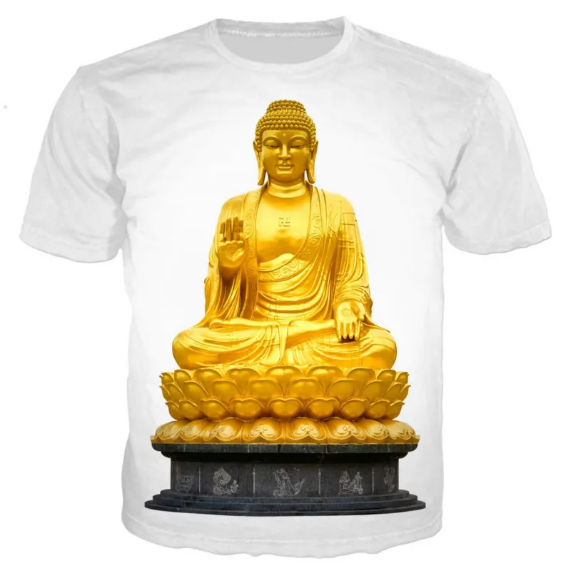 

Summer hot selling new 3D printed Buddha statue men's T-shirt, hip-hop anime Harajuku street clothing, fashionable and fun top