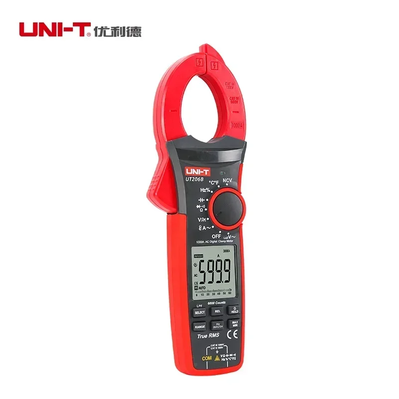 Uni-T Ut206B True Rms Digital Clamp Meter Display Digitale Misurazione Della Temperatura Della Cintura Di Retroilluminazione