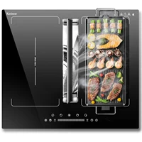 Индукционная варочная панель Karinear, 4 зоны, гибкая зона с экстрактором (155 Вт), встроенная вытяжка 60 см, таймер, усиление, пауза, 7200 Вт, без вилки