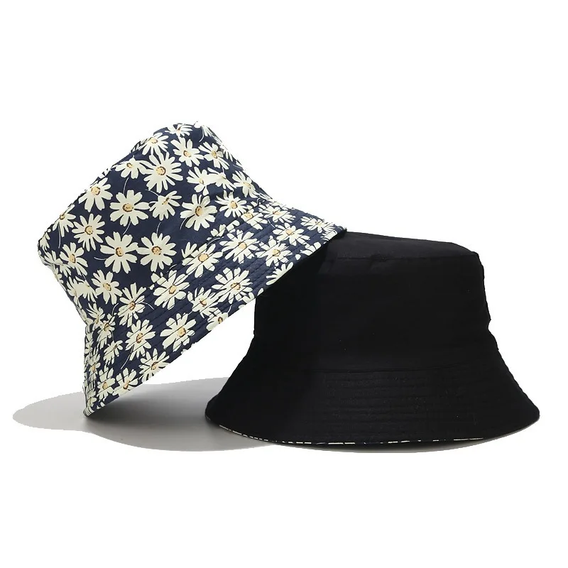 

Double-sided Wearable Daisies Bucket Hat Men Women Caps Summer Panama Fold Sun Fishing Fisherman Hat