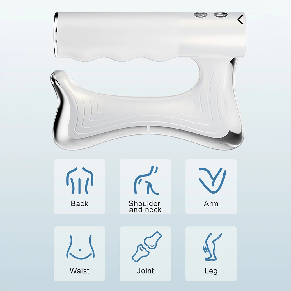 2025 New Electric Heating Fascia Knife Muscle Relaxation LCD Vibration Massager Warm Body Lifting Blade Comb Massage Tool