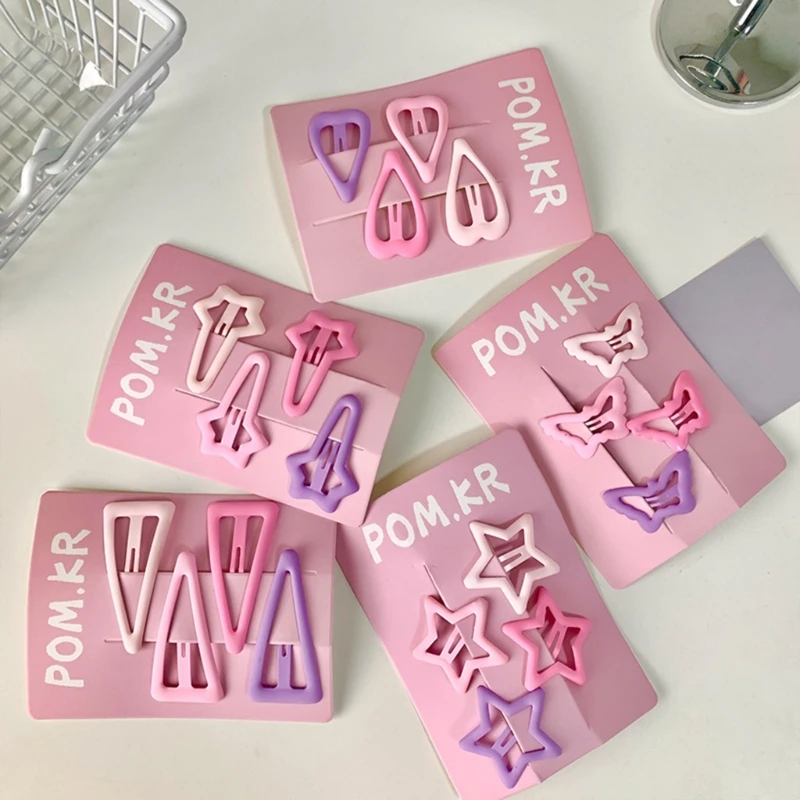 여자를위한 24pcs 금속 머리핀 팩, 스타/하트/꽃 모양 헤어 바레트 모듬 디자인의 귀여운 헤어 클립