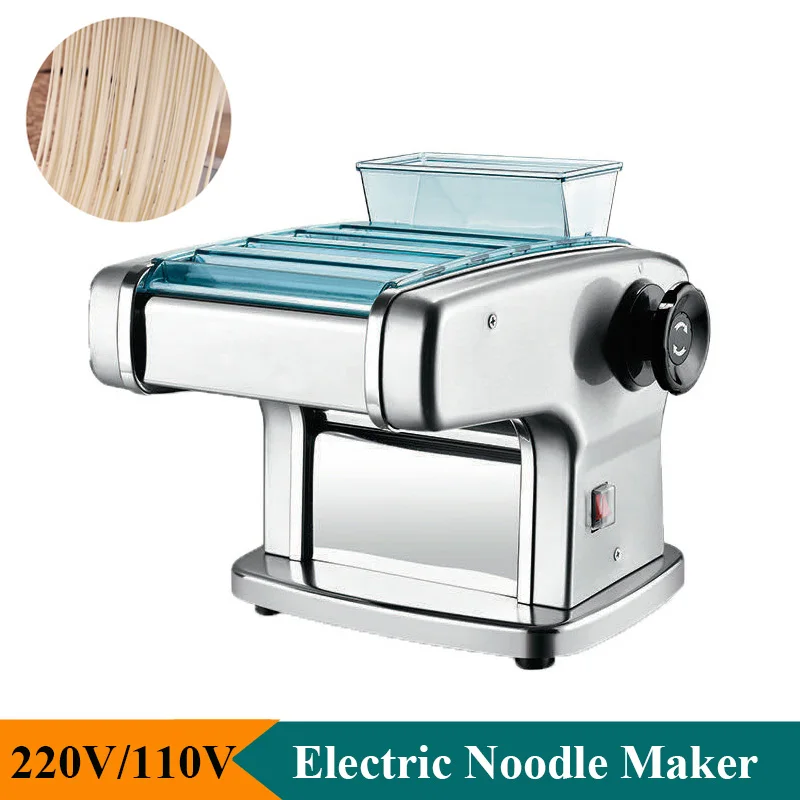 

Electric 220V 110V Pasta Noodle Maker Dumplings Noodle Pressing Machine Stainless Steel Blades Commercial or Household