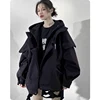 Unisex High Street Functional Cargo Jacket Techwear Fake two-piece Tactical Windbreaker Coats Streetwear Men's clothing Oversize 4