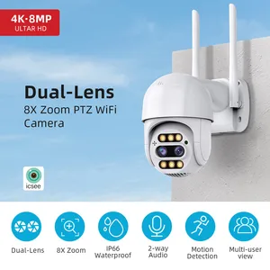 4MP 4K PTZ IP Camera 8x Zoom Dual Lens Human Detect CCTV Camera Outdoor CCTV Wifi Video Surveillance Camera