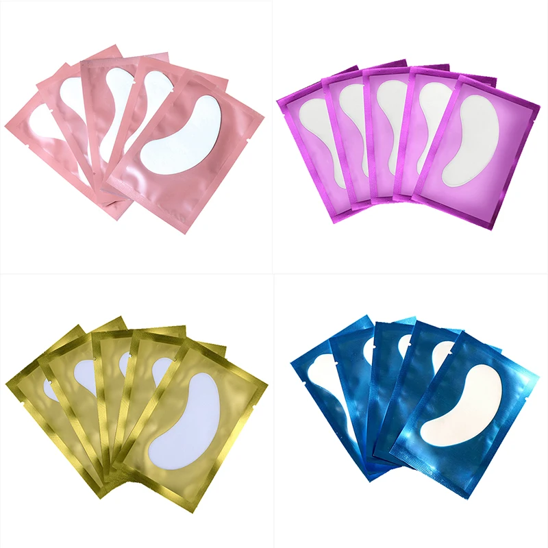 25/50 Pairs Eye Patches Under Eyelash Pads for Building Hydrogel Paper Patches Pink Lint Free Stickers for False Eyelashes