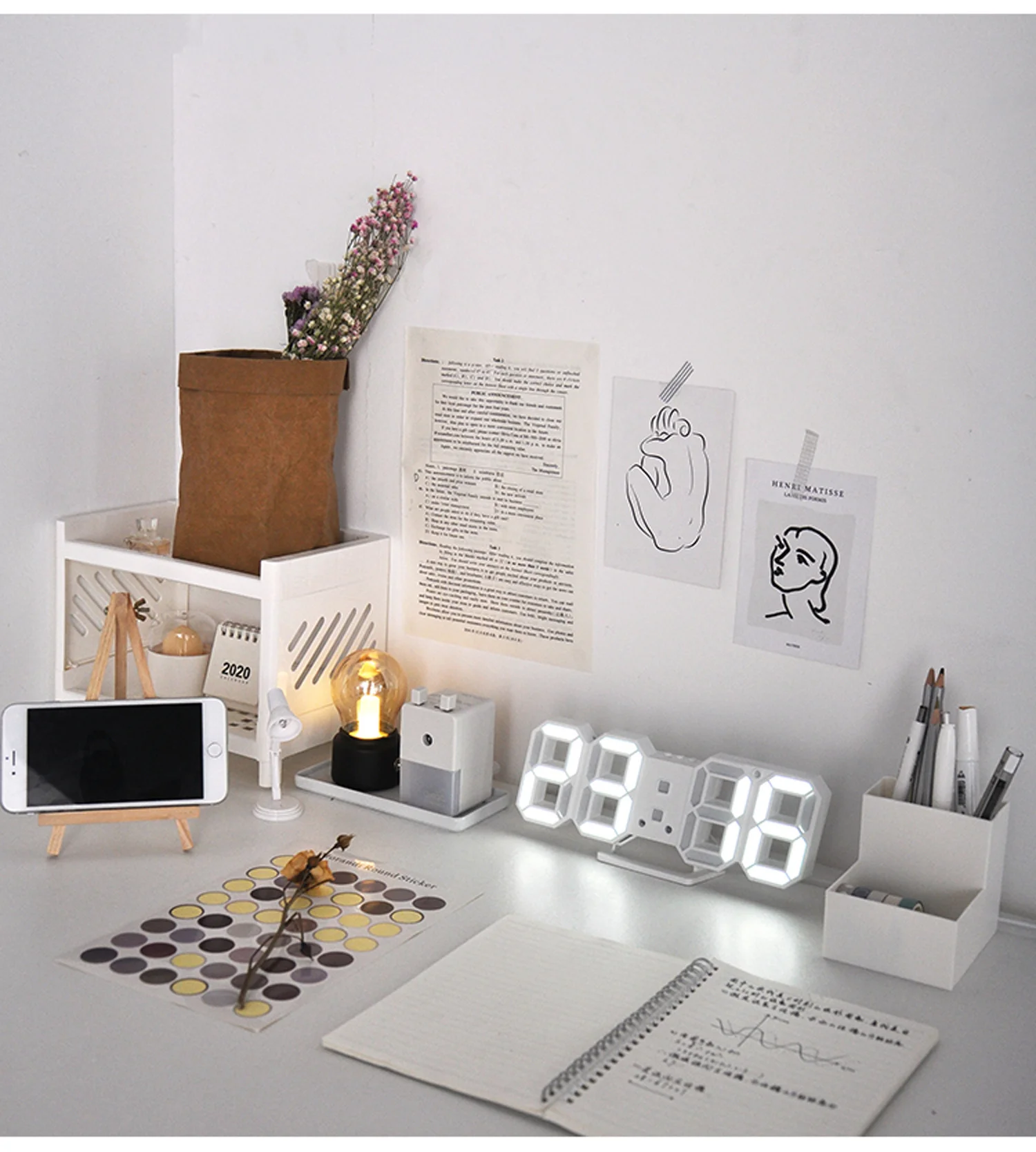 3D LED Digital Alarm Clock Three-dimensional Wall Hanging Watch Table Calendar Thermometer Electronic Furnishings